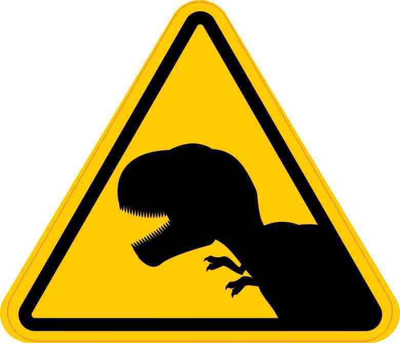 StickerTalk Caution T-Rex Vinyl Sticker, 5 inches by 4.5 inches
