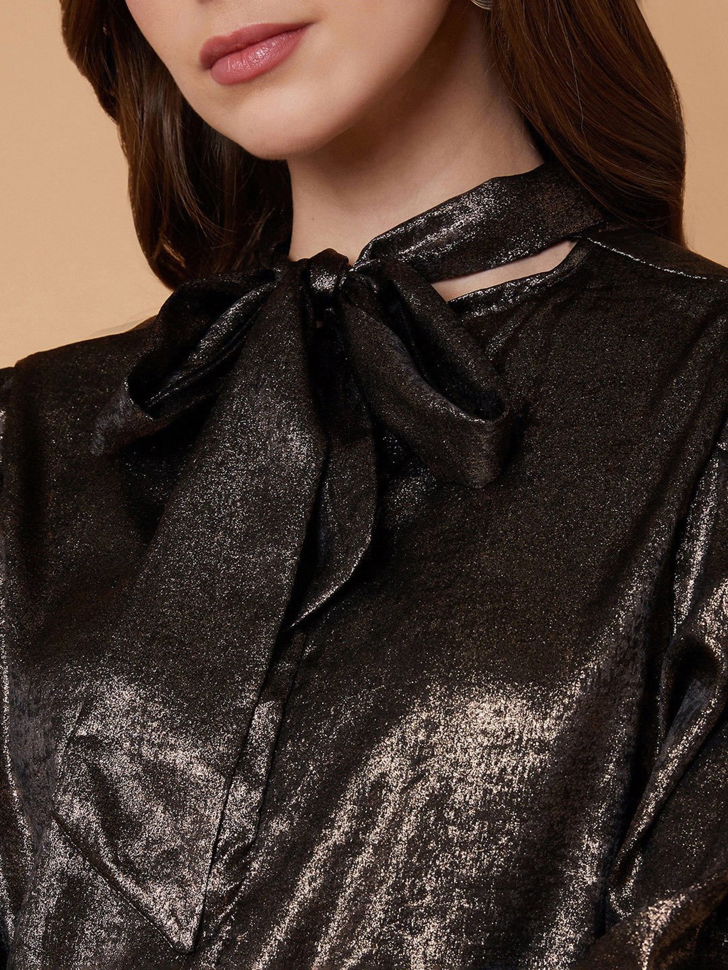 SHOWOFF Brown Textured Top