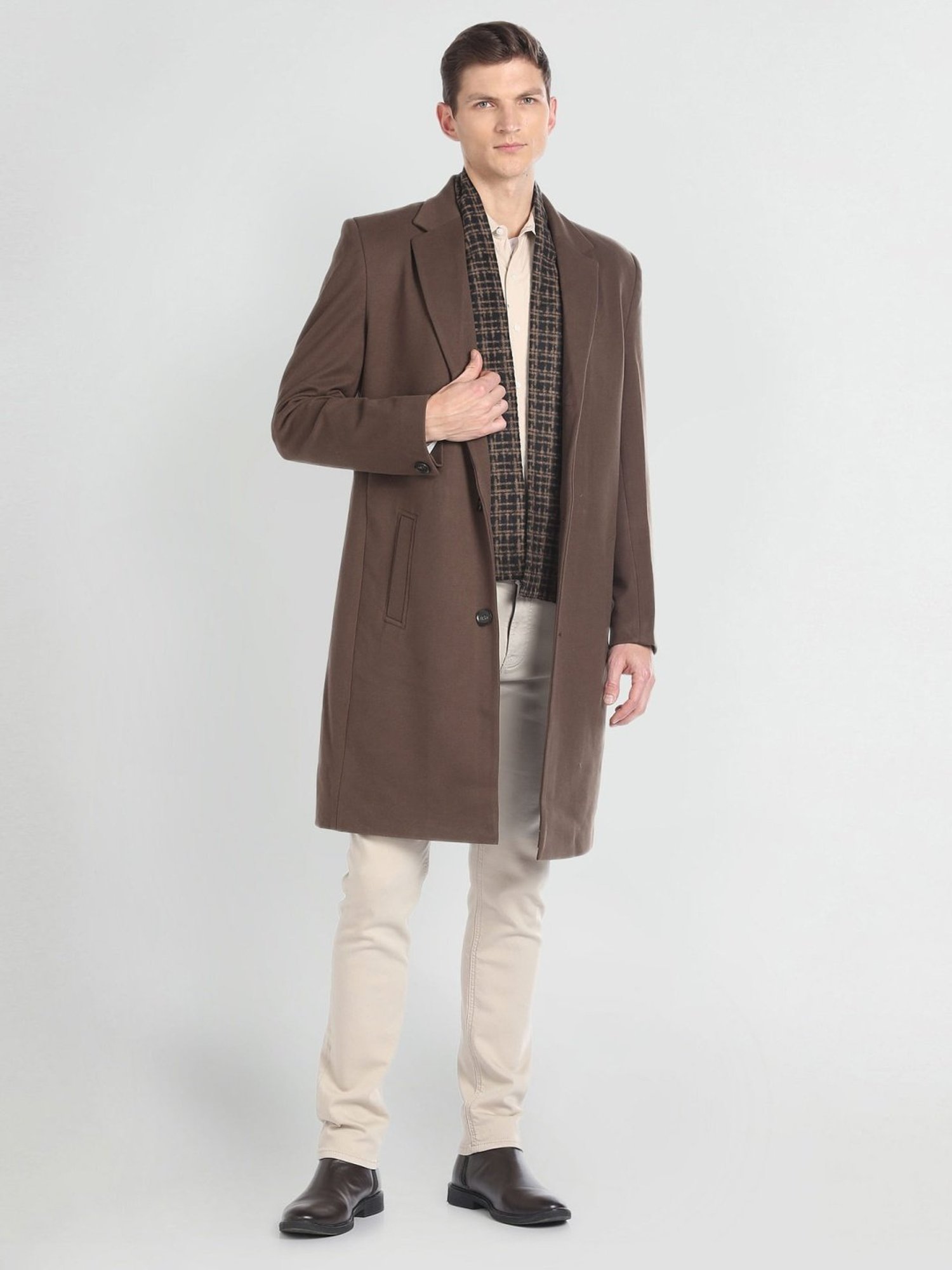 Arrow Sport Brown Regular Fit Overcoat