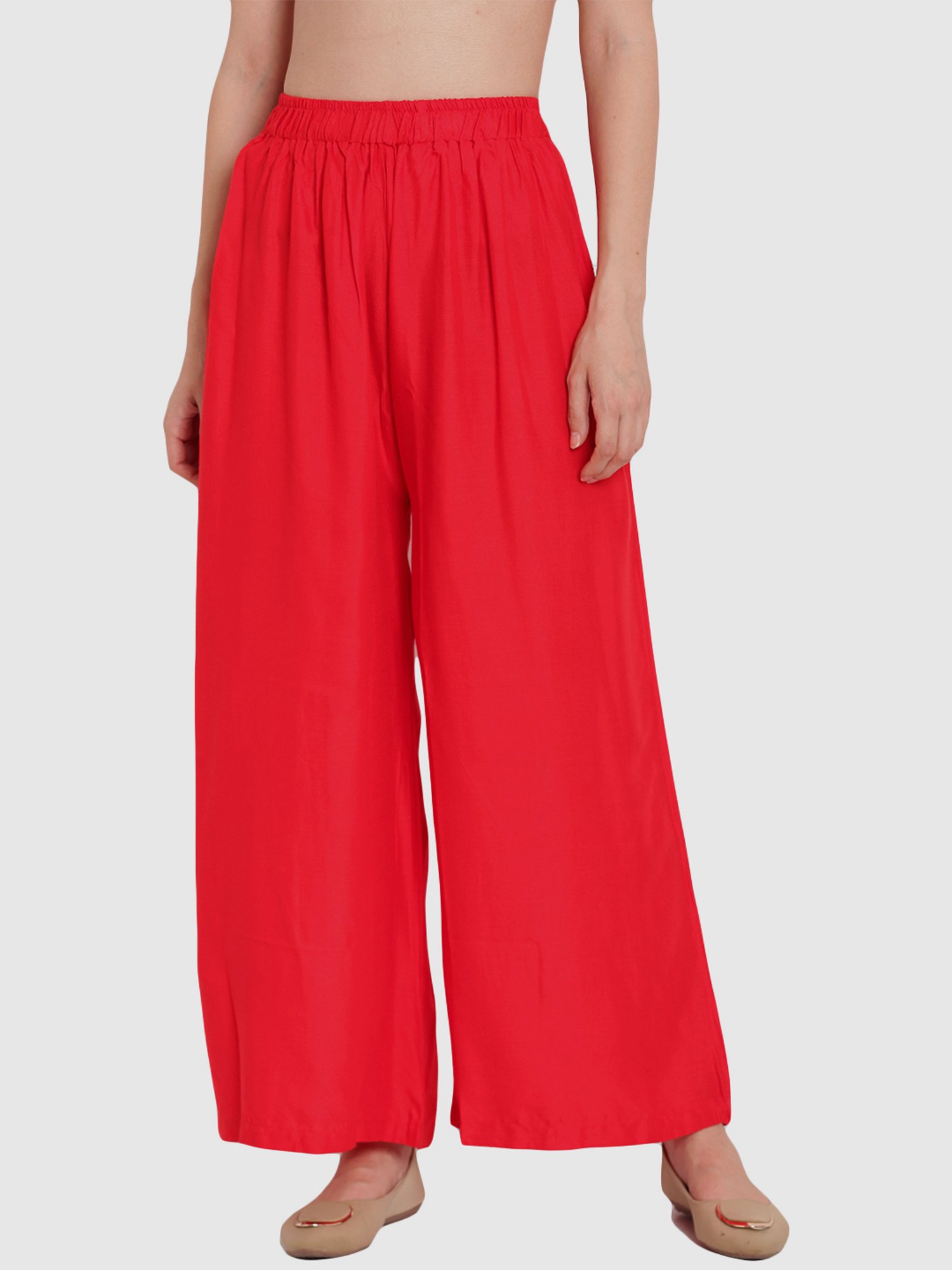 TAG 7 Red & Orange Cotton Palazzos - Pack of 2