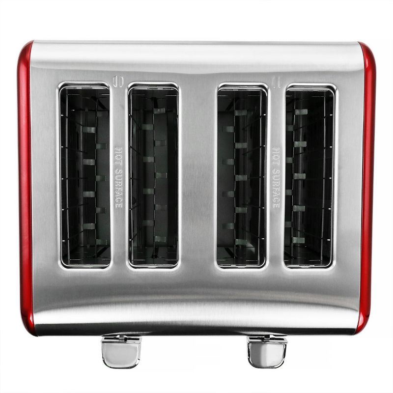 MegaChef 4 Slice Stainless Steel Toaster - Red
