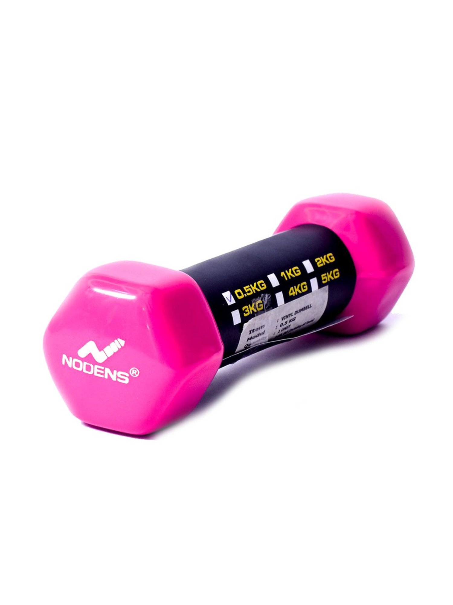 NODENS Pink & Black PVC Vinyl Dumbbells (0.5 kg)