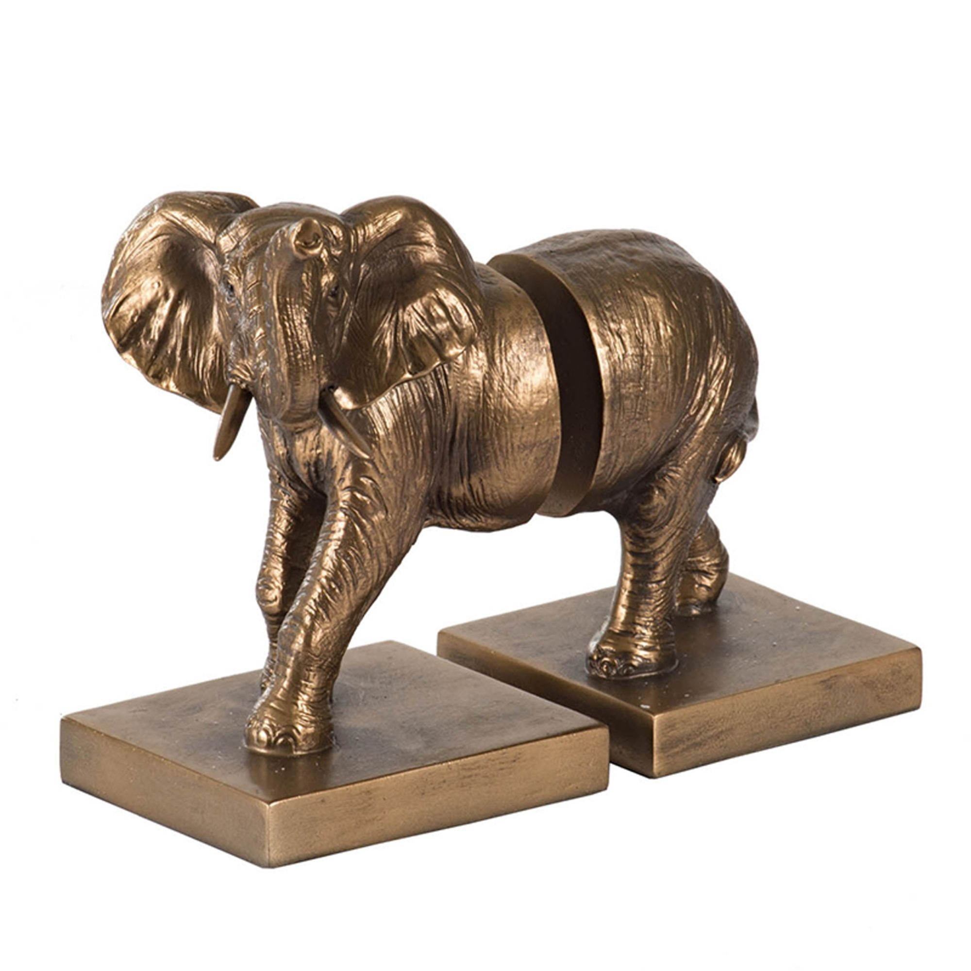 Set of 2 Copper Brown Contemporary Elephant Bookends 8.5"