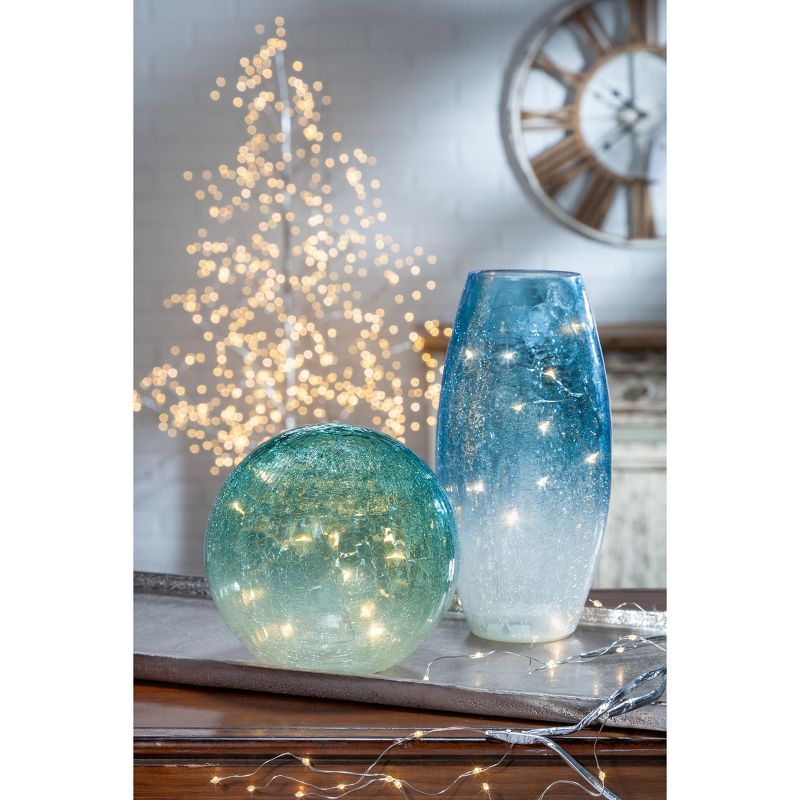 Everlasting Glow Set of 2 72-Inch Long Battery-Operated Micro-LED Illuminated Matte Silver Indoor/Outdoor Garlands and Timer Feature