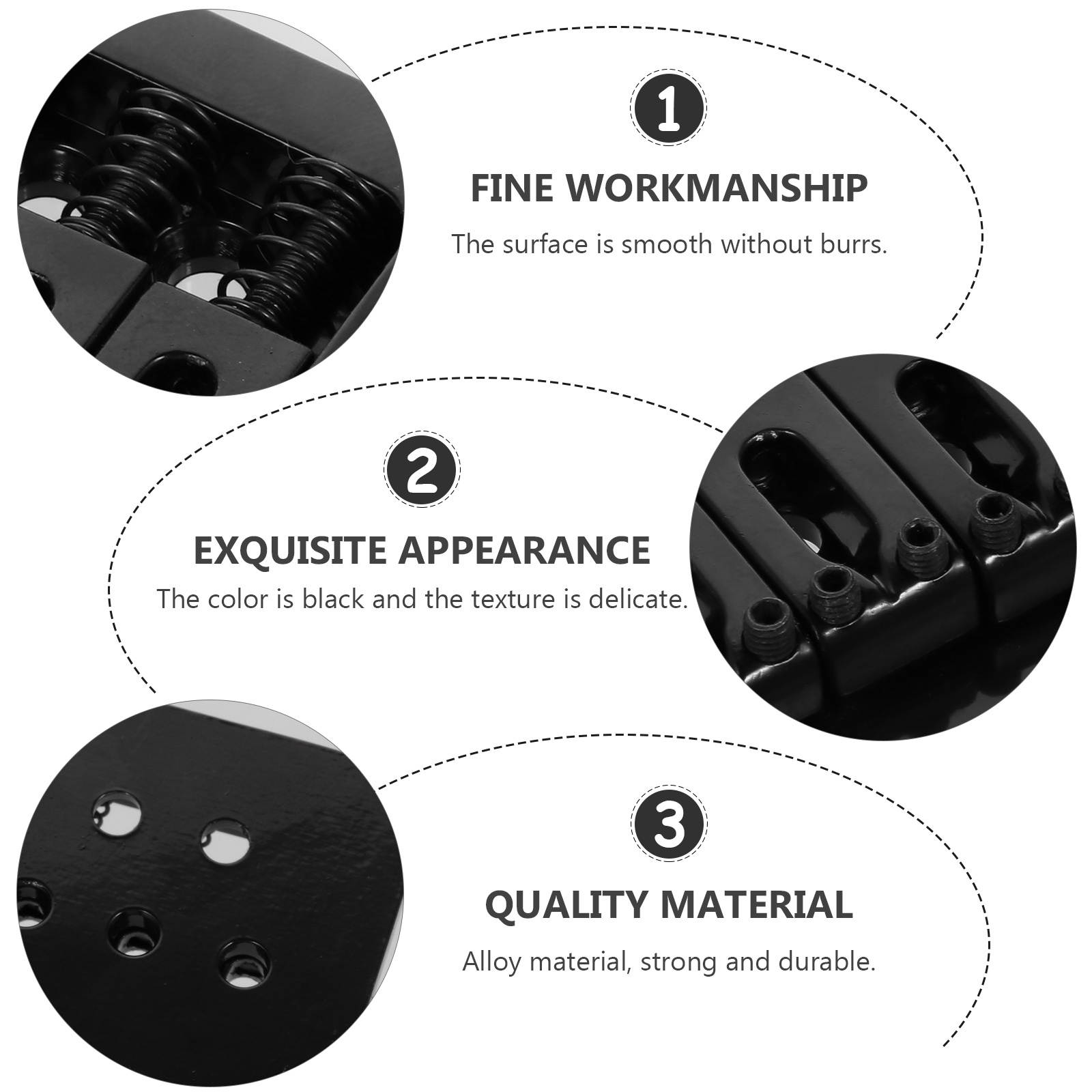 1 Set 6 String Guitar Fixed Bridge Hardtail Bridges Replacement Part (Black)