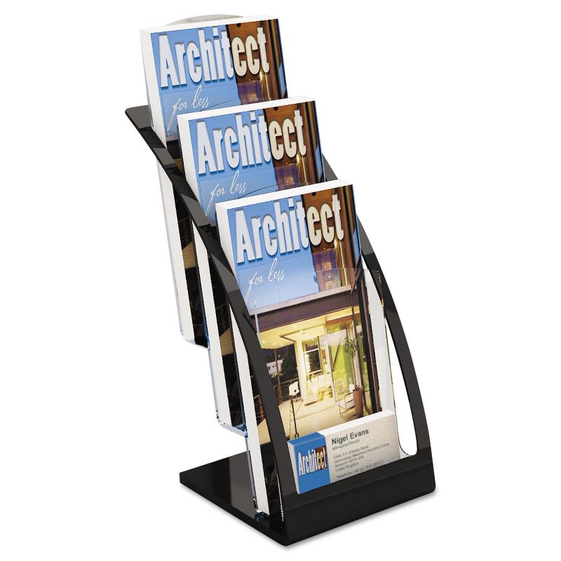 Deflecto Three-Tier Leaflet Holder 6-3/4w x 6-15/16d x 13-5/16h Black 693604