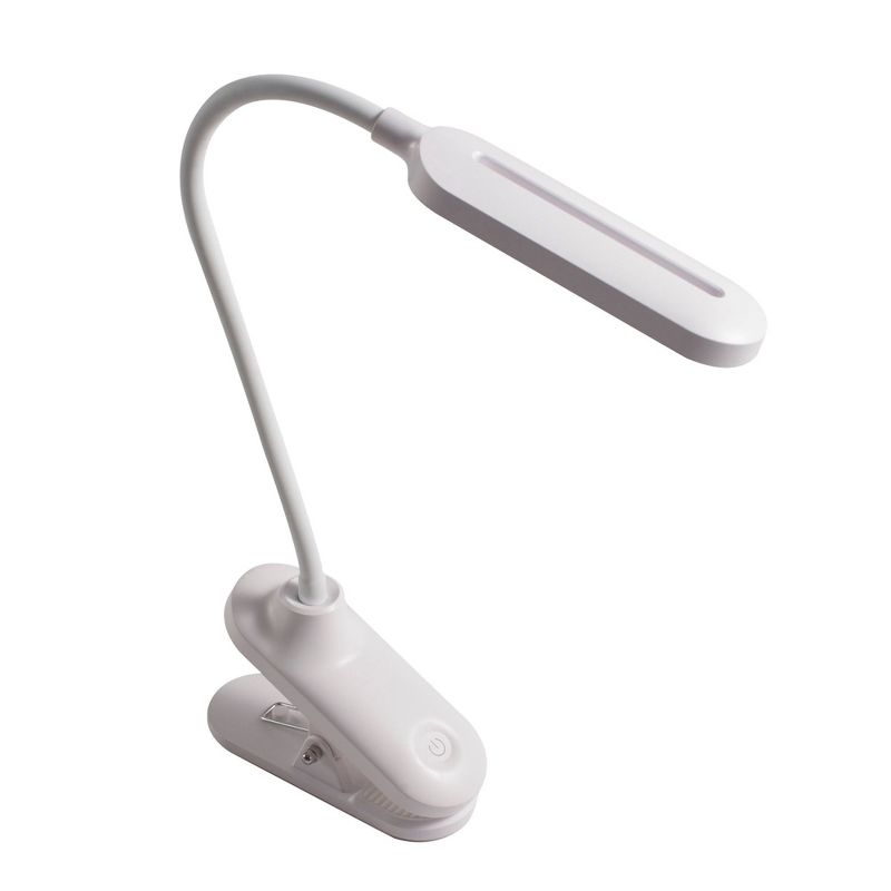 LED Desk Lamp with Clamp, Wireless Reading Light, Up to 6 Hours, Gooseneck Clip-on to Table for Home & Office, White