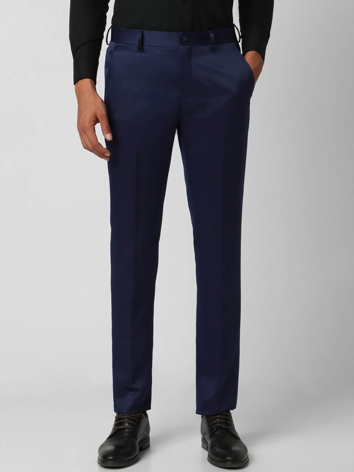 V Dot Shine Navy Skinny Fit Trousers