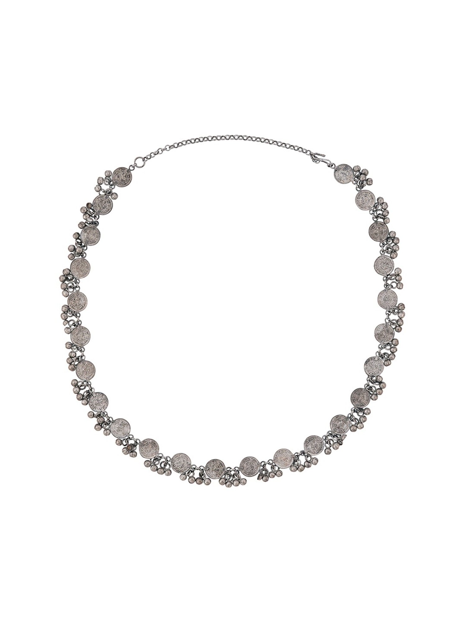 Teejh Kushala Coins and Ghungroo Silver Waistband for Women