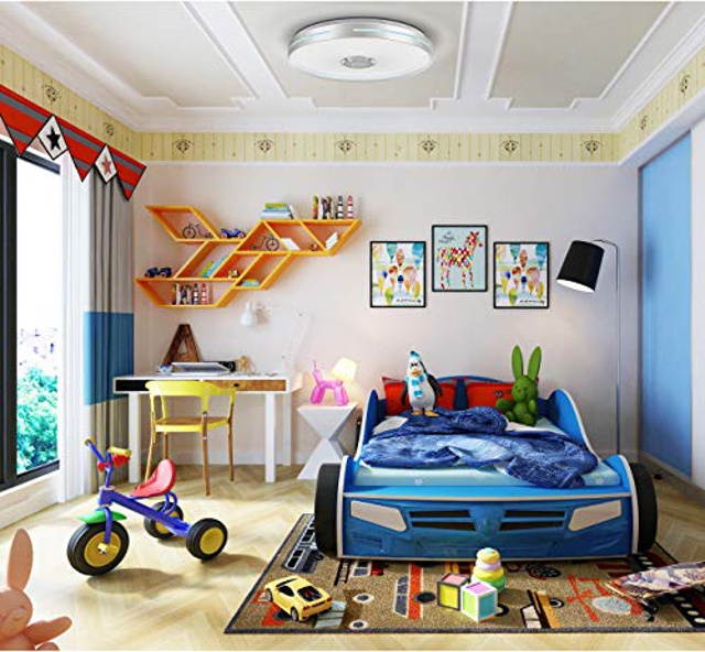 Horevo 36W Led Music Ceiling Light 2120LM with Bluetooth Speaker and Remote Control Color Change Light, Warm White / Cold White, 2800-6500 Kelvin for Children's Rooms Kids Room Bedroom