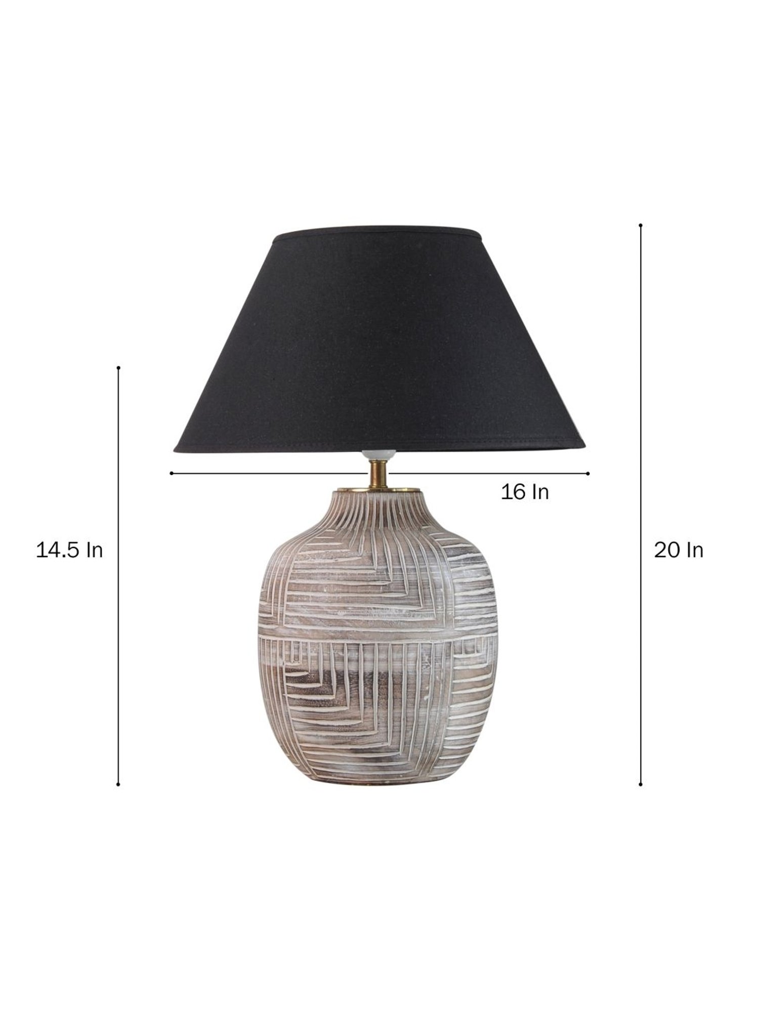 Kapoor Lamp Shades Distress White & Black Wood Cumberland Cotton Shade Table Lamp