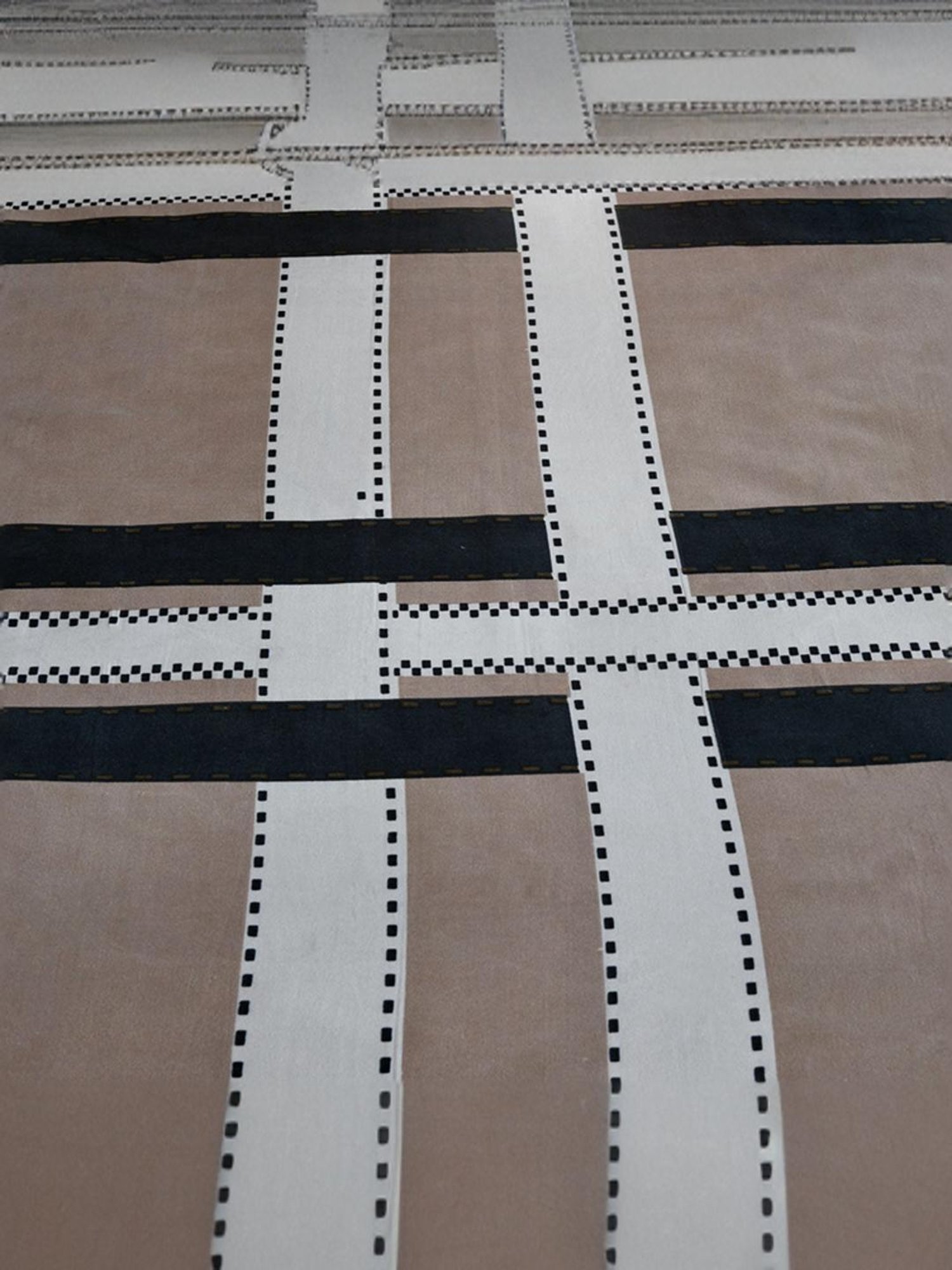 @Home Ammara Beige & Black 90 GSM Polyester Double Bedsheet with 2 Pillow Covers