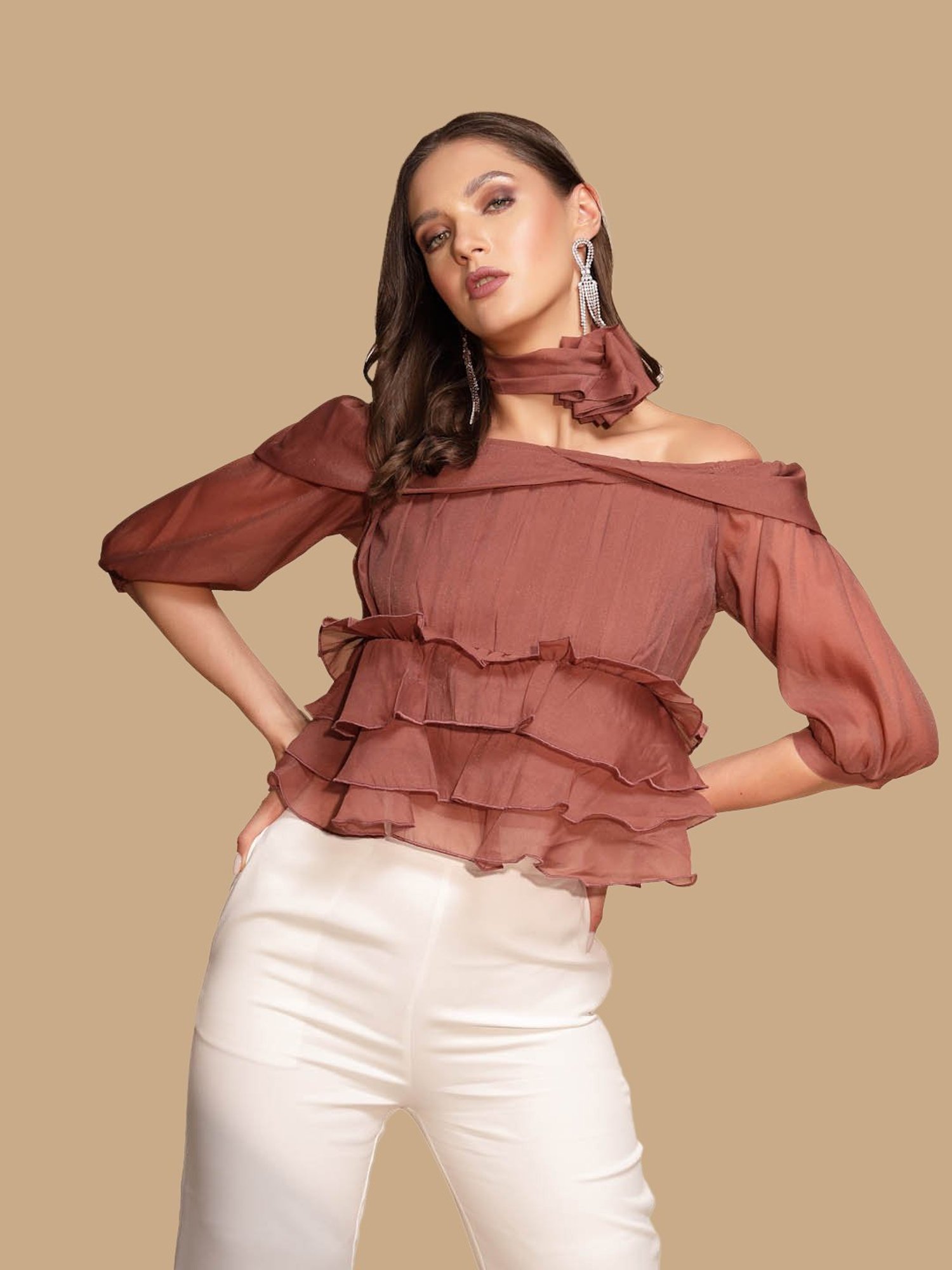 Global Republic Brown Regular Fit Top