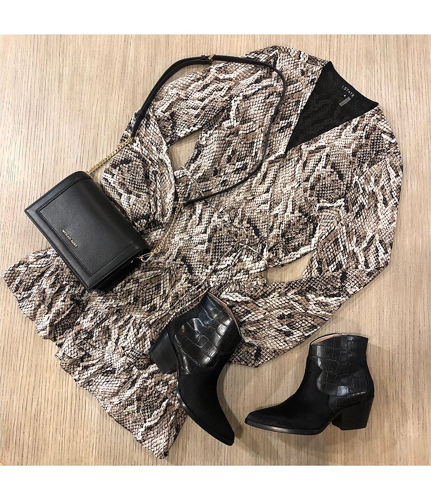 1. STATE Snake Print Wrap Front Mini Dress