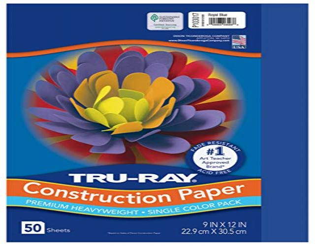 Tru-Ray Construction Paper, 76lb, 9 x 12, Royal Blue, 50/Pack 103017