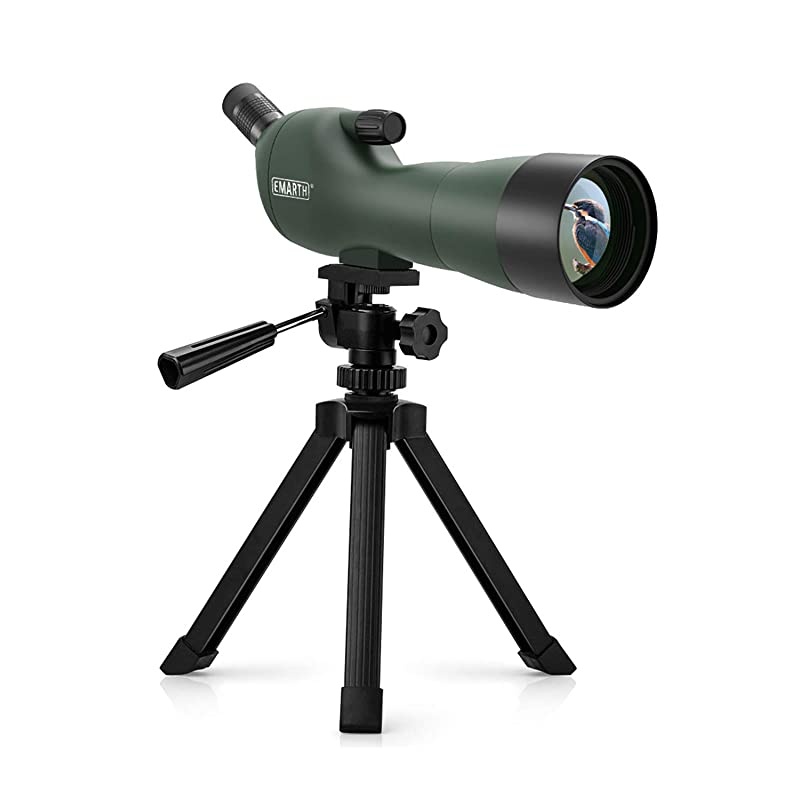 20-60x60AE Waterproof Angled Spotting Scope with Tripod, 45-Degree Angled Eyepiece, Optics Zoom 39-19m/1000m  Shooting Bird Watching Hunting Wildlife Scenery (20-60x60) Green