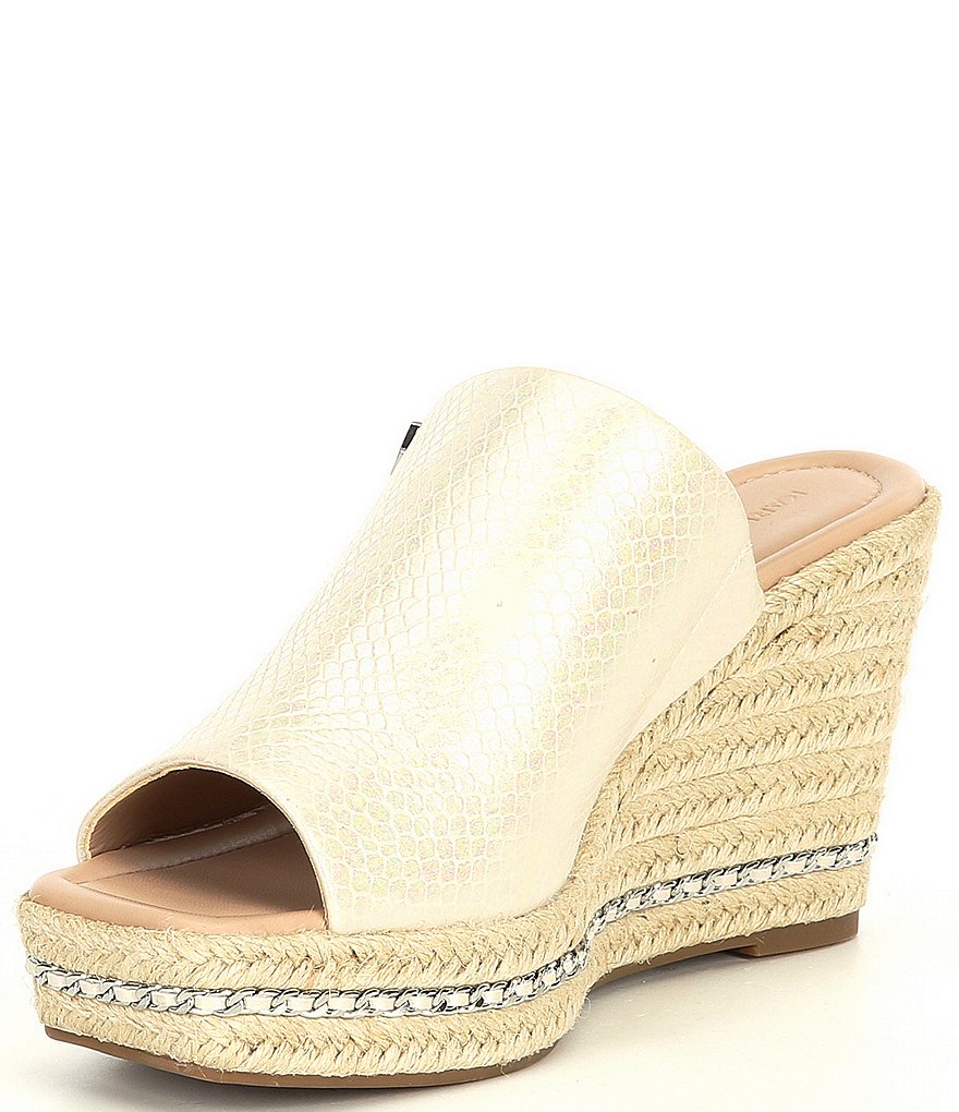 KARL LAGERFELD PARIS Corissa Embossed Snake Espadrille Wedges