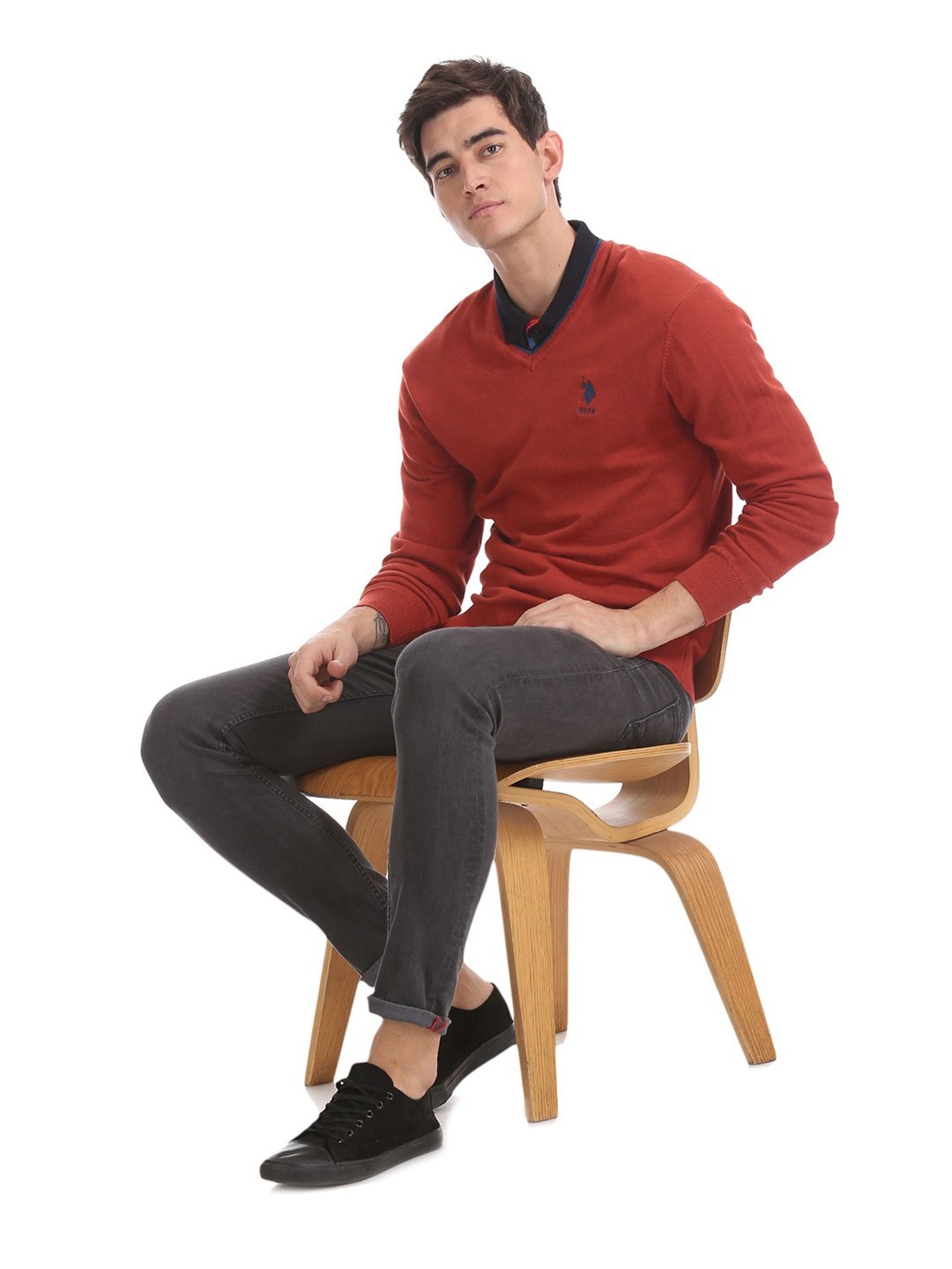 U.S. Polo Assn. Red Regular Fit Sweater