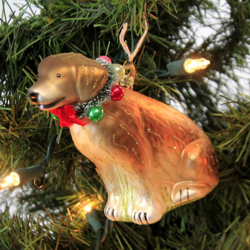 Holiday Ornament 3.75" Festive Yellow Lab Christmas Wreath Pet Dog  -  Tree Ornaments