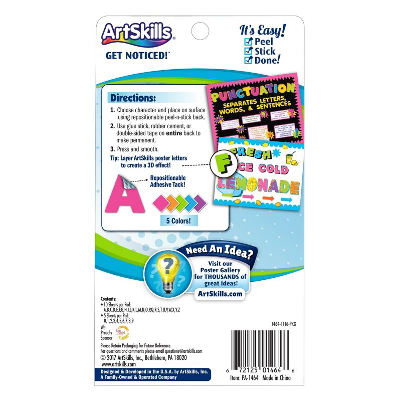 310pc Neon Poster Letters & Numbers - ArtSkills