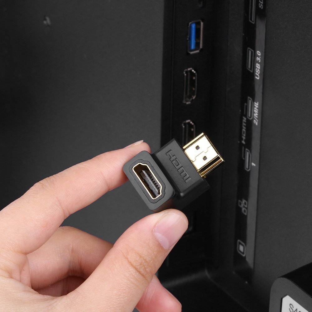 Ugreen HDMI 90 Degree Right Angle Adapter, Gold Plated High Speed HDMI Male to Female Connector Adapter 20109