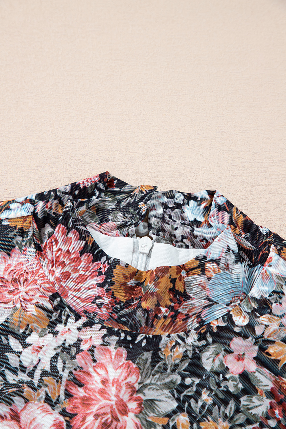 Multicolour Floral Print Split Neck Midi Dress