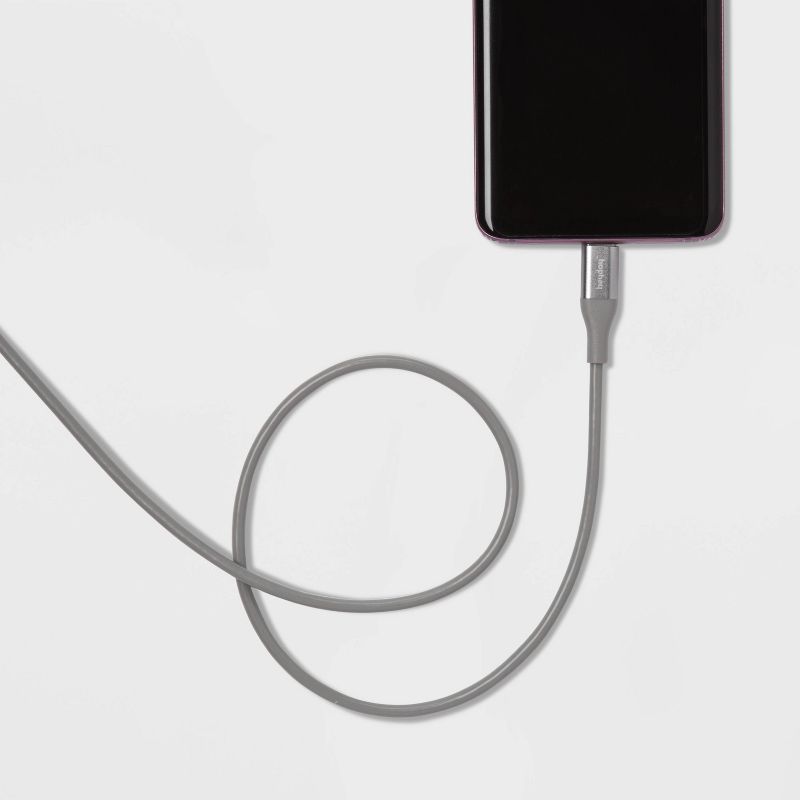 heyday™ 6' USB-C to USB-A Round Cable - Cool Gray/Silver