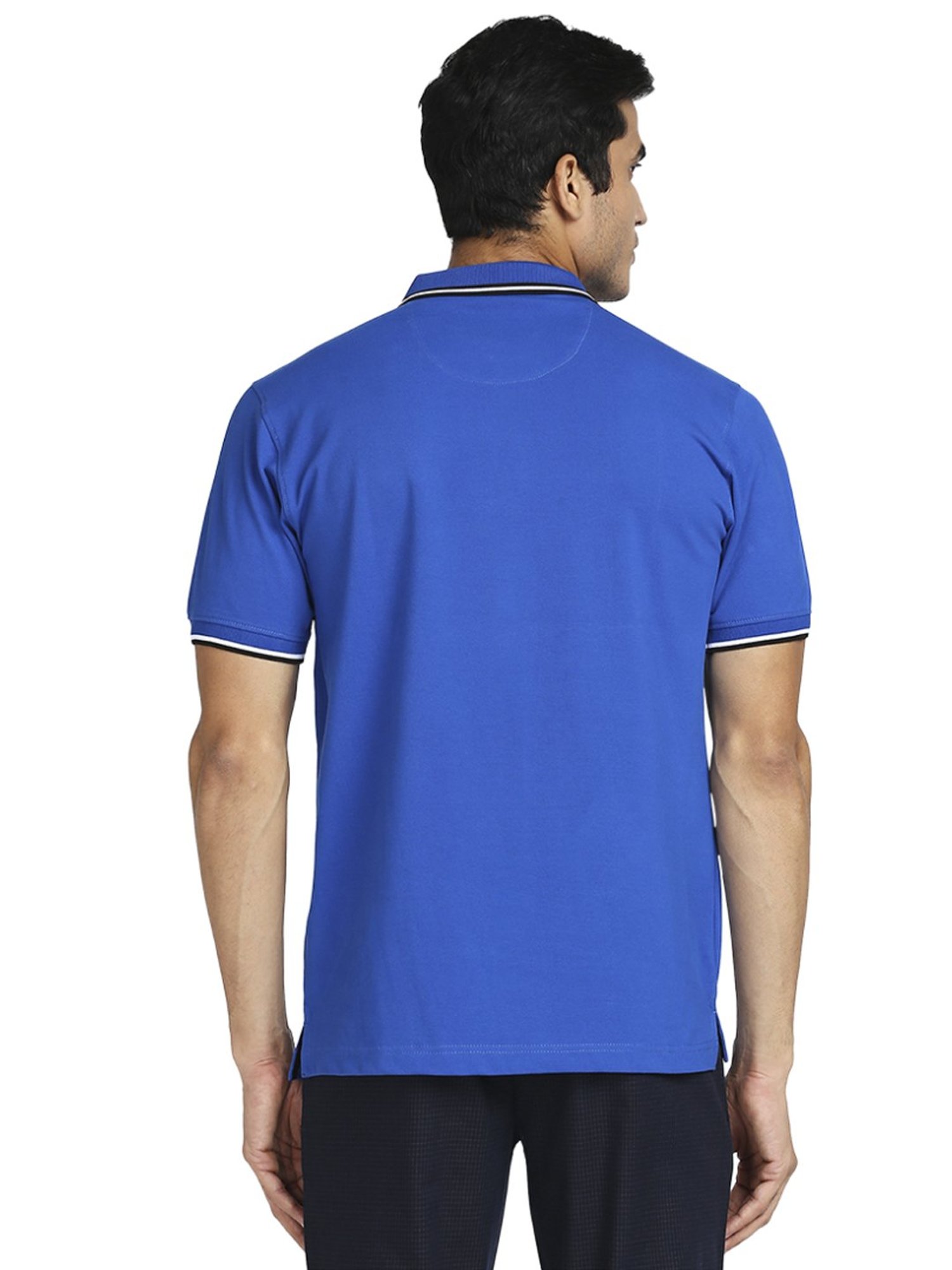 Colorplus Blue Cotton Tailored Fit Polo T-Shirt