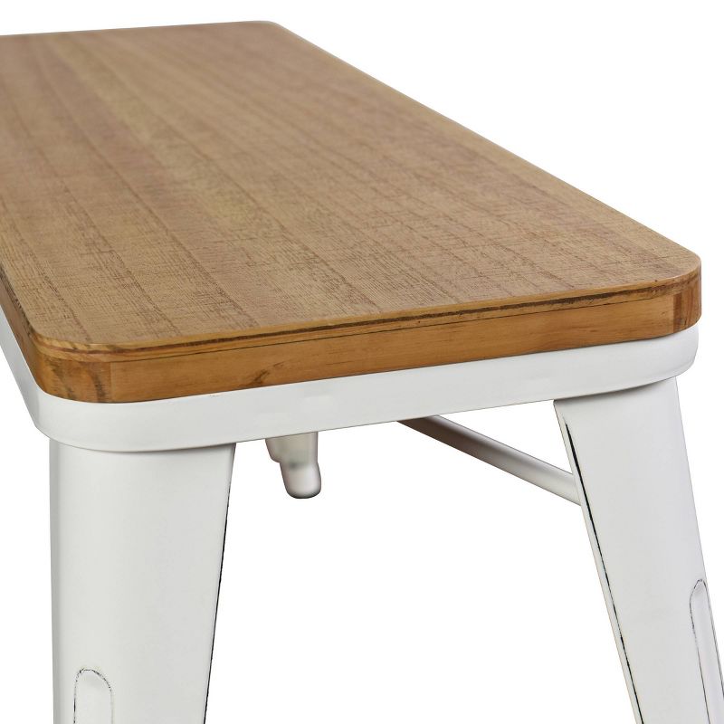 Metal and Wood Bench Antique White - Stylecraft