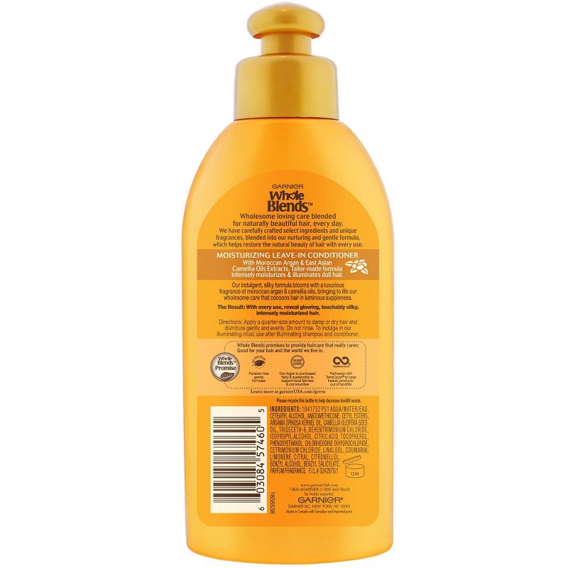 Garnier Whole Blends Illuminating Leave In Conditioner Moroccan Argan & Camellia Oils - 5.1 fl oz
