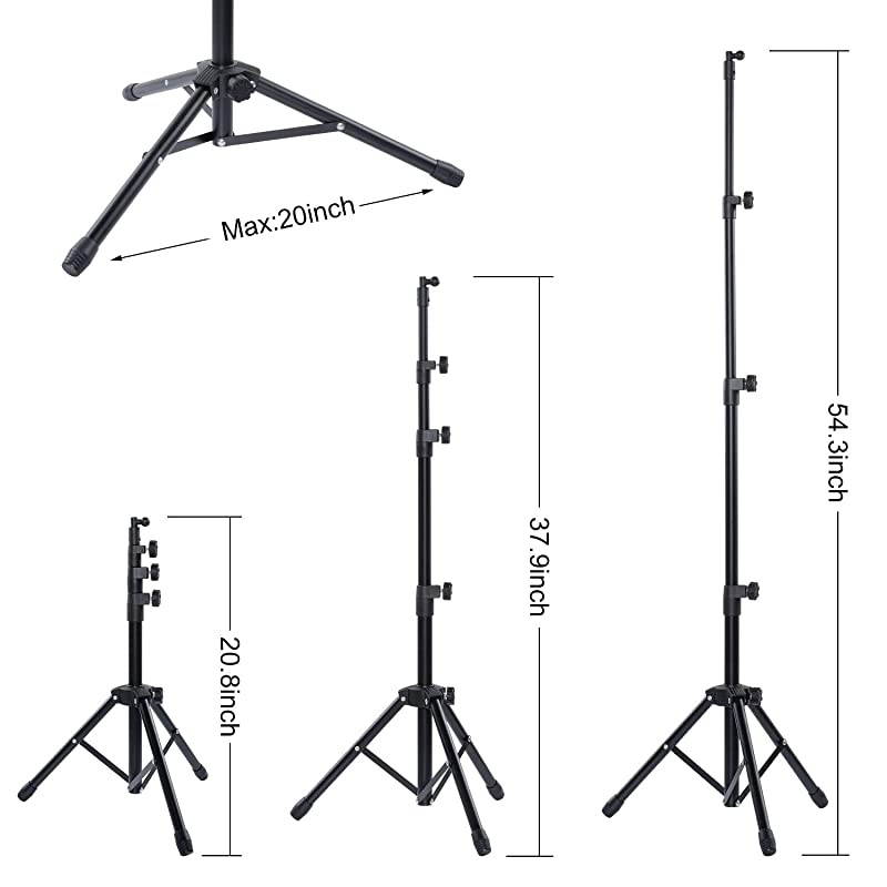 iPad Tripod Stand Holder Indoor Outdoor Foldable Bluetooth Control Floor Mount Tablet Stand 360 Rotating Height Adjustable for More 7 to 12 Inch Tablets Carrying Case Phone Holder as Gifts