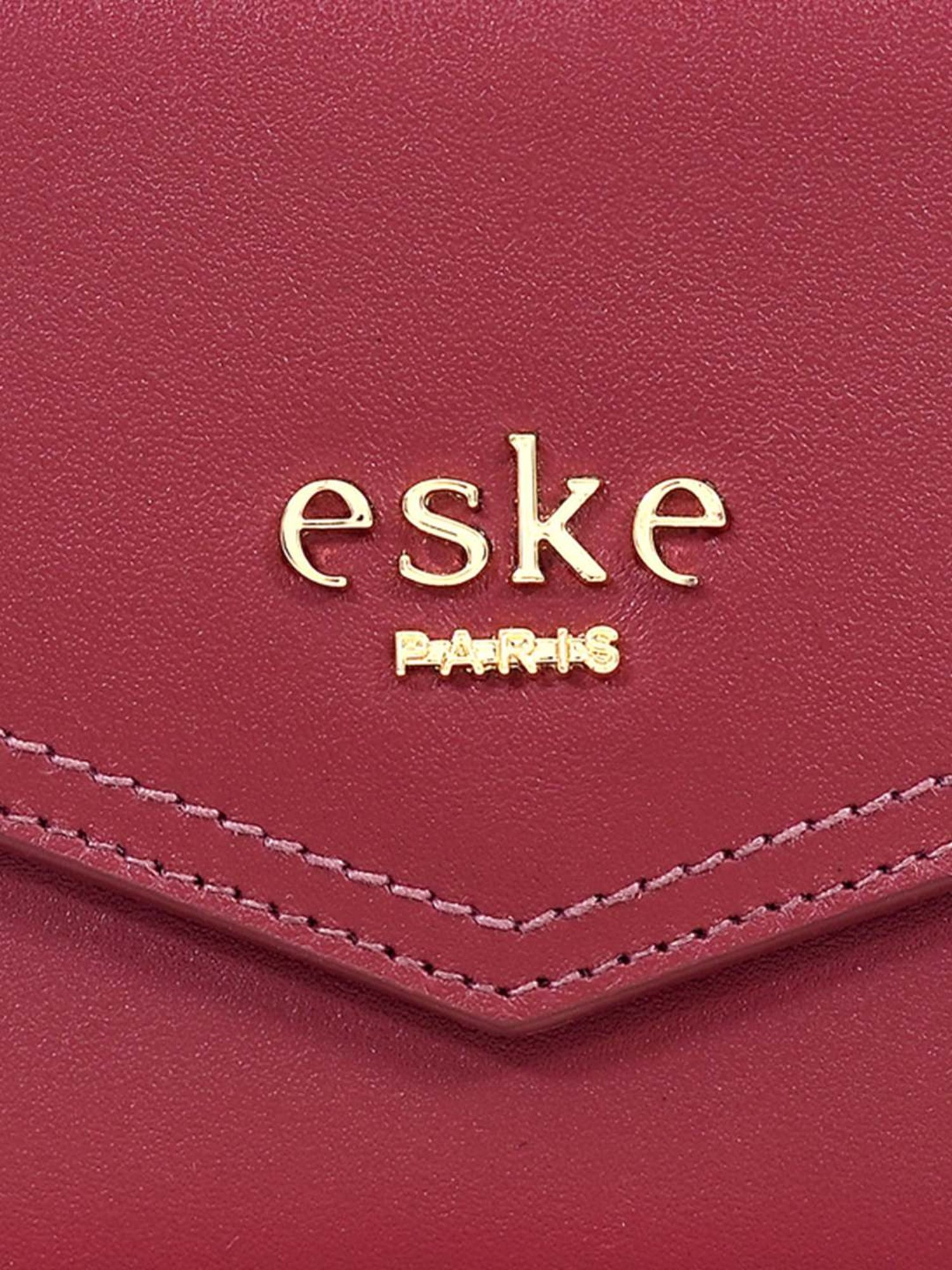 Eske Ellet Red Solid Tri-Fold Wallet for Women