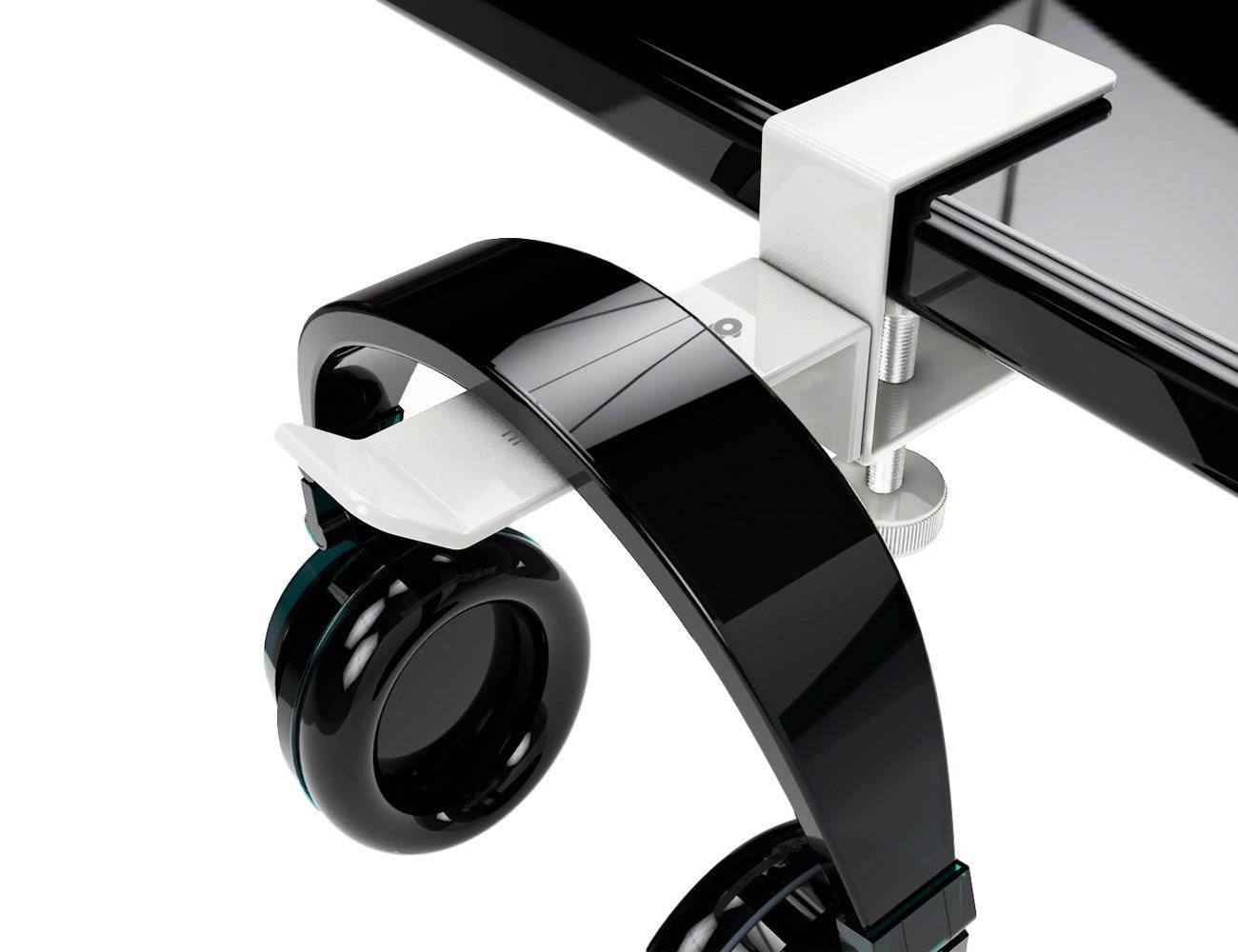 Universal Gaming Headset Headphone Hook Stand Hanger Holder Mount, 6amLifestyle Under Desk On Over Ear Headphones Desk Clamp for All Headphones, White