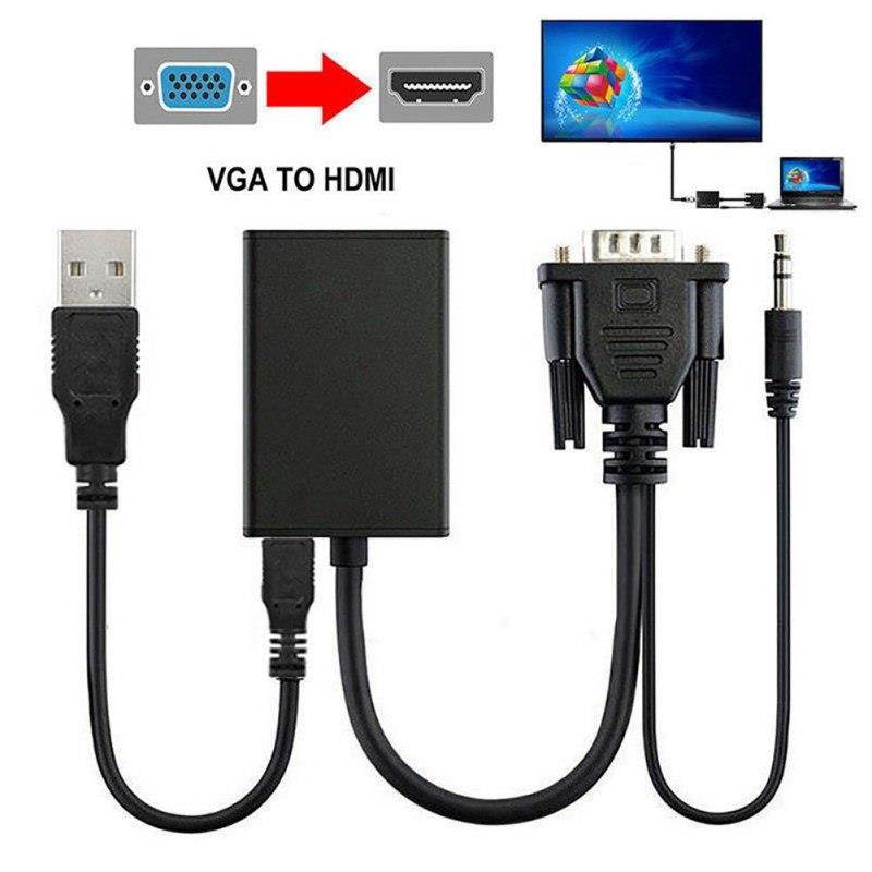 VGA to HDMI Adapter Male Output 1080P HD+ Audio TV AV HDTV 3.5mm Video Cable Converter VGA HDMI Adapters
