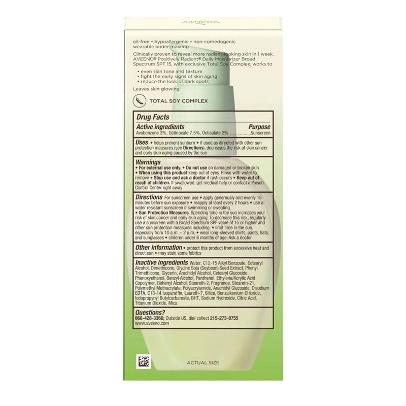 Aveeno Positively Radiant Daily Face Soy Moisturizer - SPF 15 - 4 fl oz