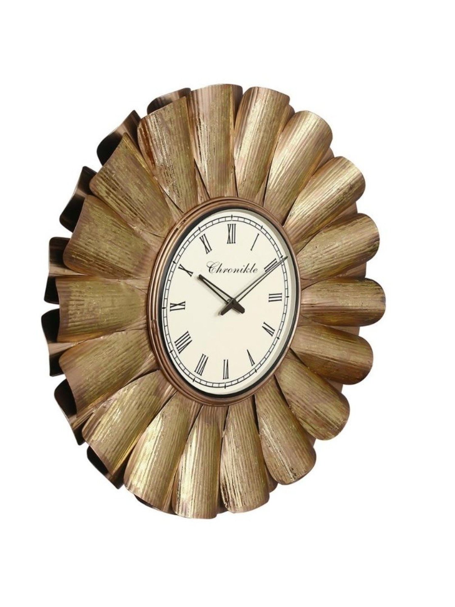 CHRONIKLE Decorative Frame Golden Iron Roman Number Analog Wall Clock