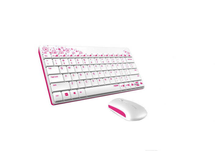 Rapoo 8000 Office Ergonomic Design Keyboard And Mouse Combo, Cool Exterior Waterproof Wireless, 2.4GHZ 33 Feet Wireless Connection-Black