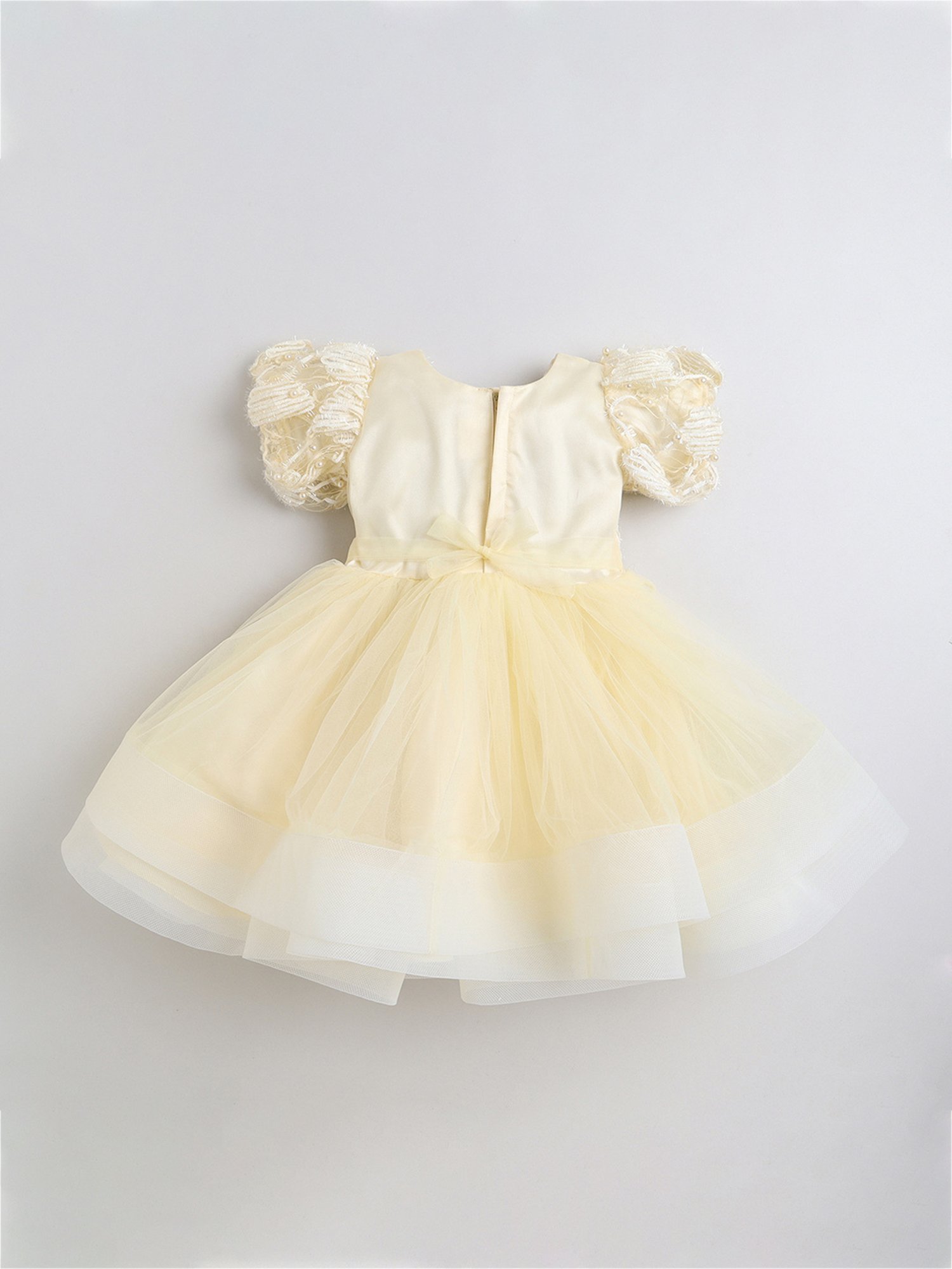 Many Frocks Kids Cream Embellished Dress