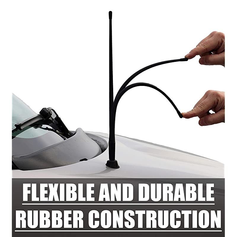 13 Inch All-Terrain Flexible Rubber Antenna is Compatible with Dodge Ram Truck 1500 (2009-2020) - Spring Steel Internal Core