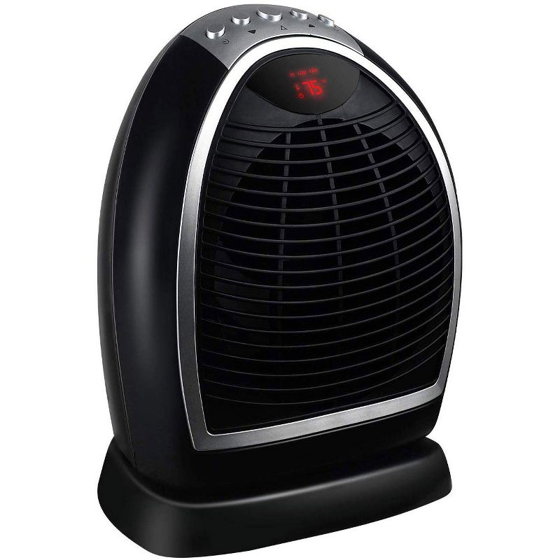 Pelonis HF-0063 1500-Watt 2-Setting Portable Oscillating Small Room Digital Fan and Personal Space Heater, Black