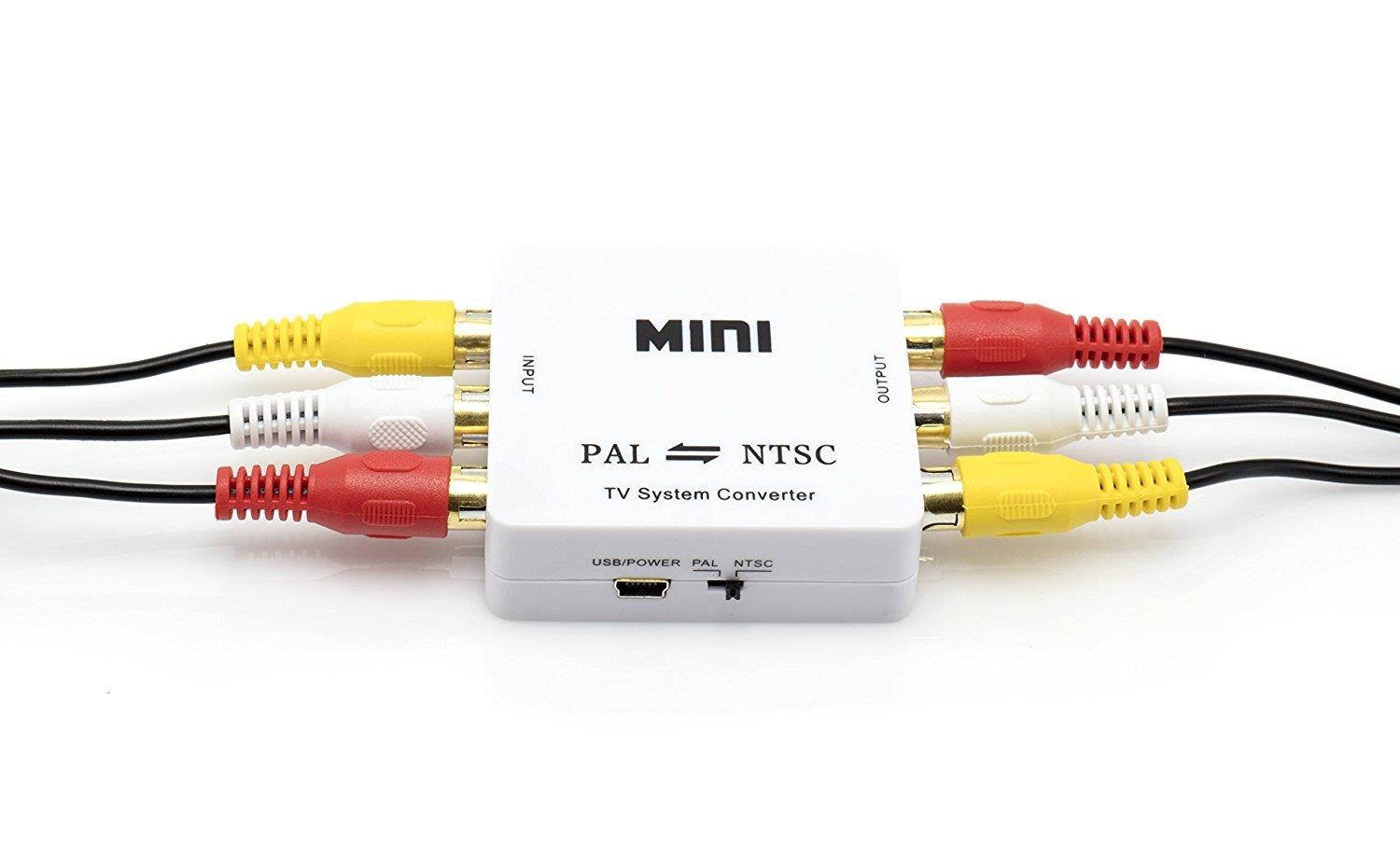 the cimple co  ntsc to pal converter kit | tv converter from pal to ntsc | bidirectional tv system converter adapter with two rca cables  white  does not convert actual dvd or vhs, only output