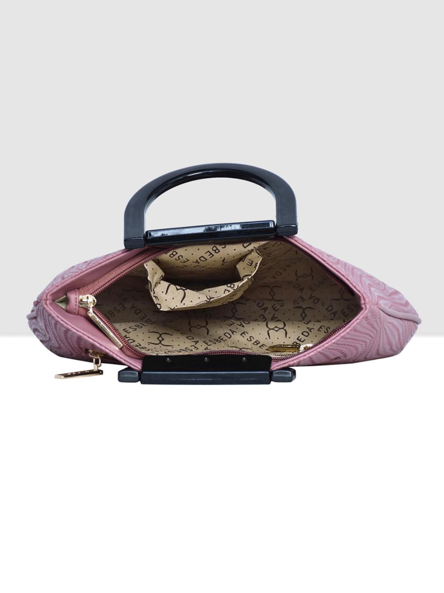 Esbeda Pink Textured Medium Satchel Handbag