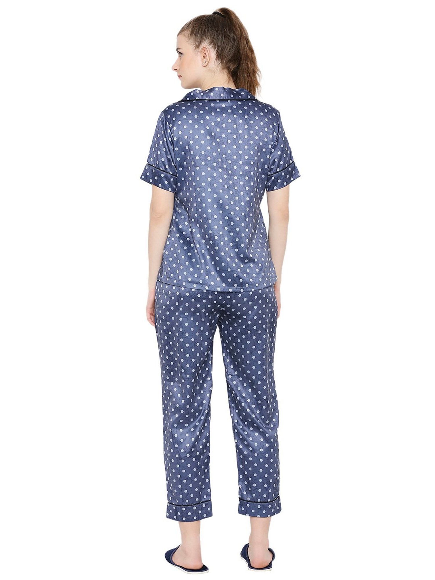 Smarty Pants Blue Satin Print Shirt With Pyjamas