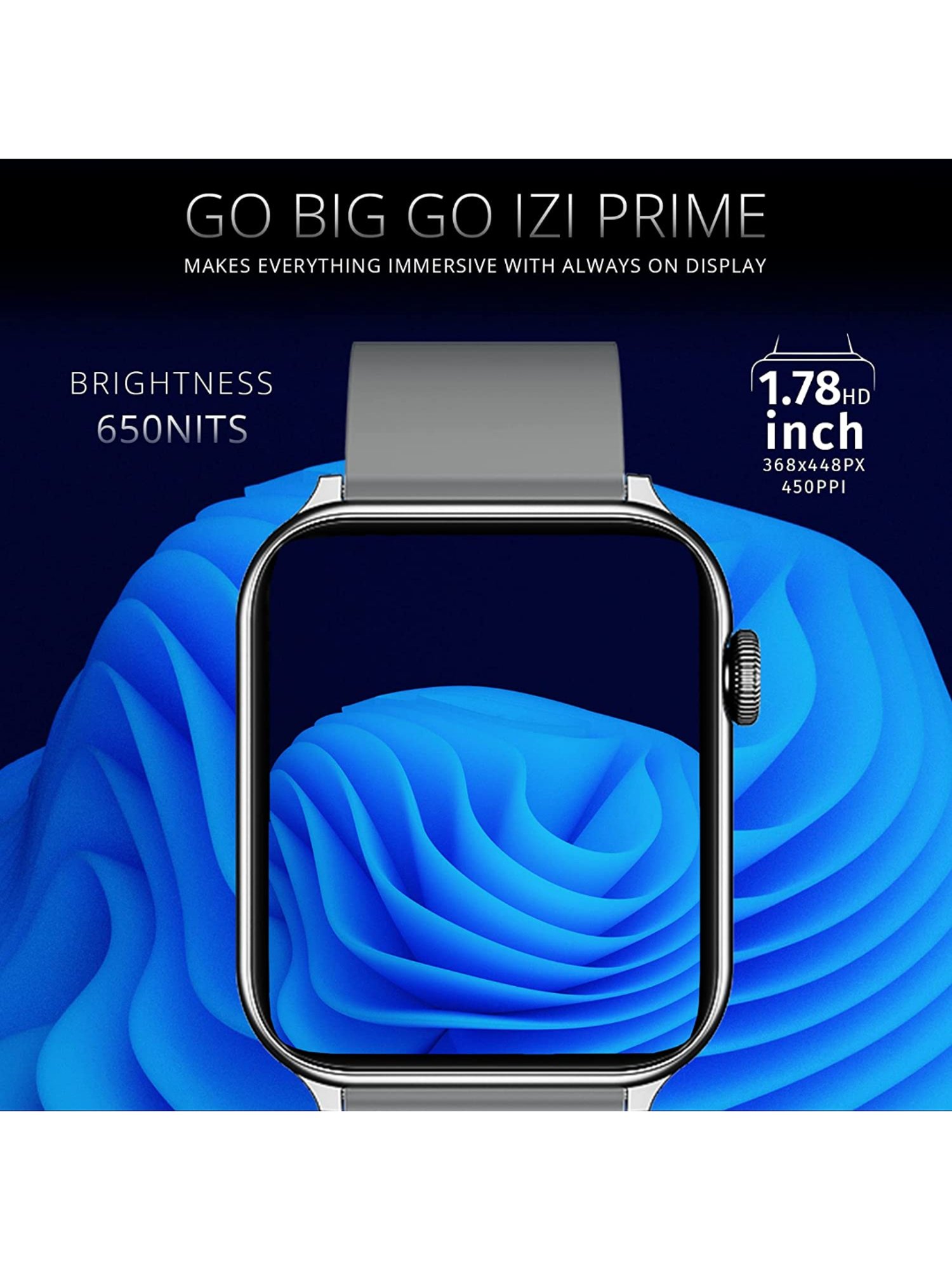 IZI Prime 1.78 inch 650 NITS Retina Amoled BT Calling Smartwatch (Midnight Grey)