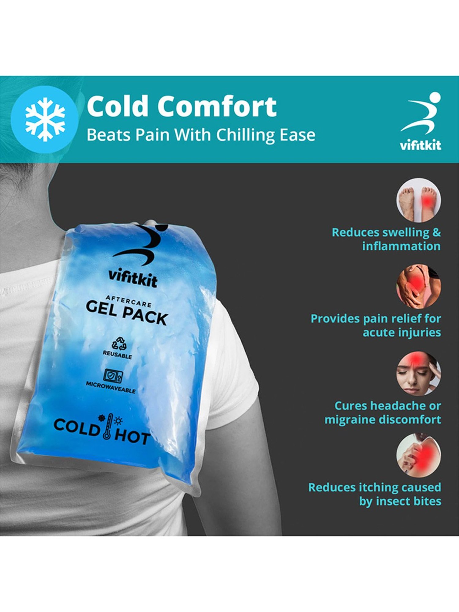 Vifitkit Reusable Hot and Cold Gel Pack (Blue) Size - Free Size