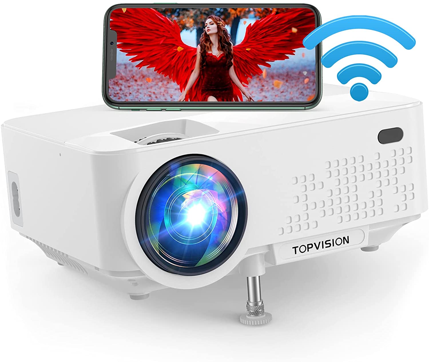 WiFi Projector,TOPVISION 6500L Outdoor Portable Projector,240" Display Full HD 1080P Home Theater Movie Projector,Wireless Smart Connection Compatible with iPhone/Android/TV Stick/USB/HDMI/VGA/AV/SD.