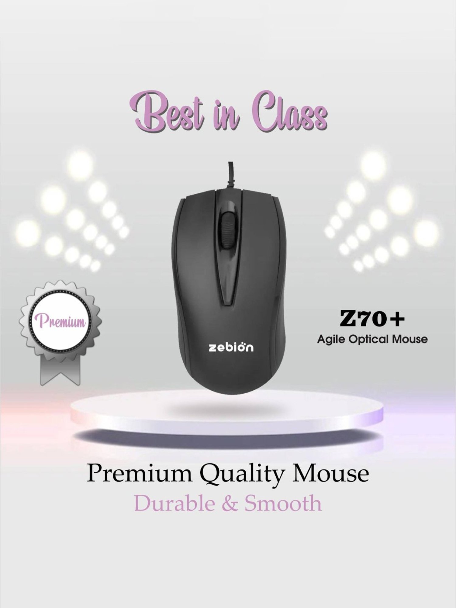 Zebion K500 Wired Keyboard & Z70 Plus Wired Optical Mouse Combo Set (Black)