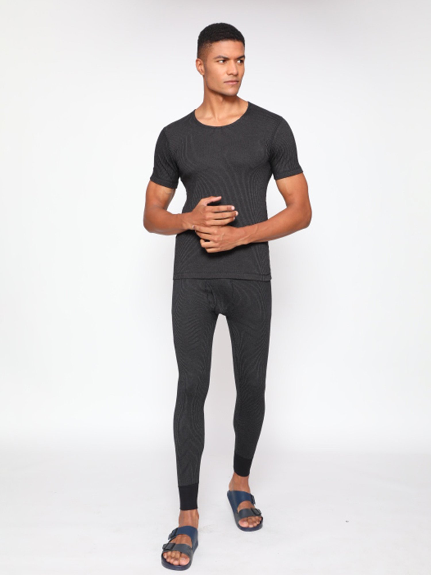 Sporto Black Striped Thermal Set