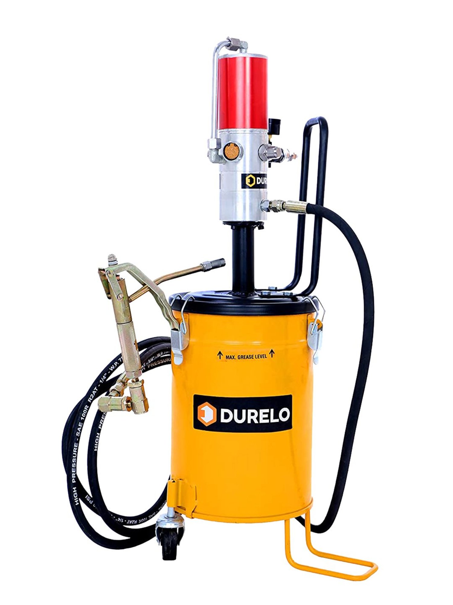 DURELO GRP-10 10Kg Air Operated Pneumatic Grease Gun Bucket (Yellow)