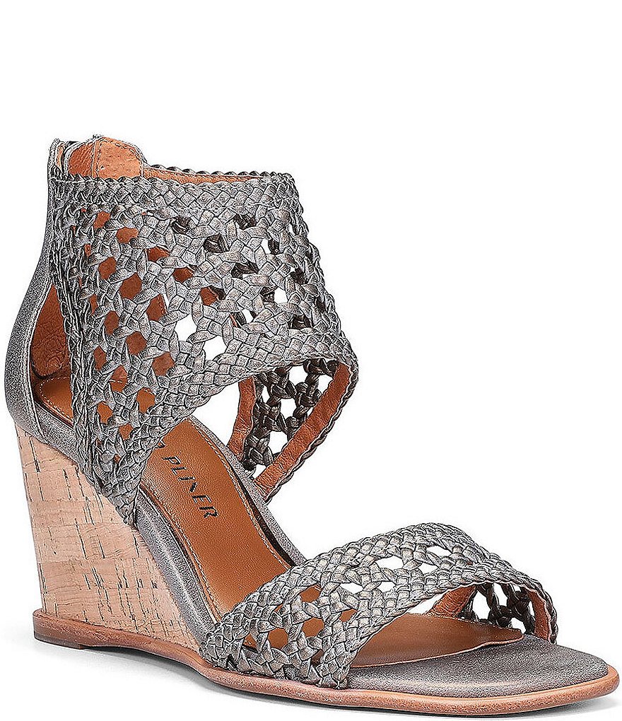 Donald Pliner Lagos Woven Metallic Cork Wedge Sandals